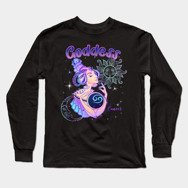 Zodiac Cancer Goddess Queen Horoscope Long Sleeve T-Shirt by The Little Store Of Magic